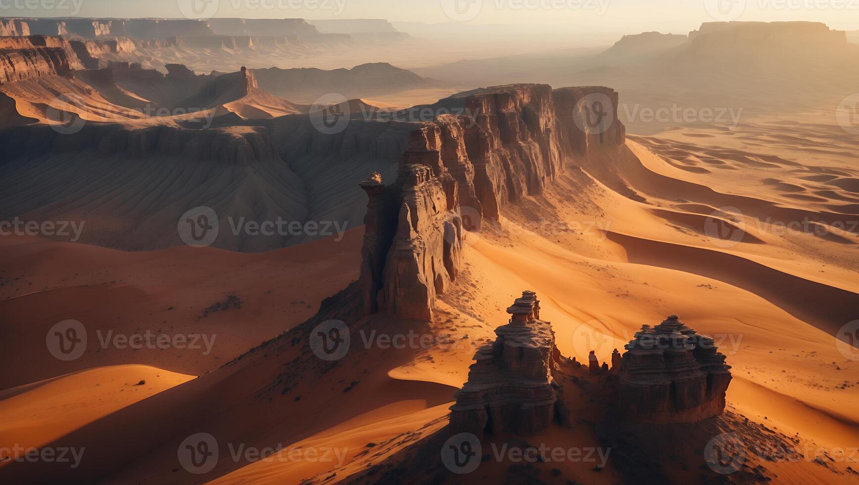Sandstone Cliffs and Desert Landscape photo