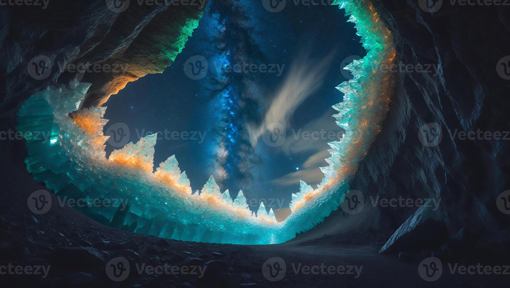 Crystal Cave with Starry Sky View photo