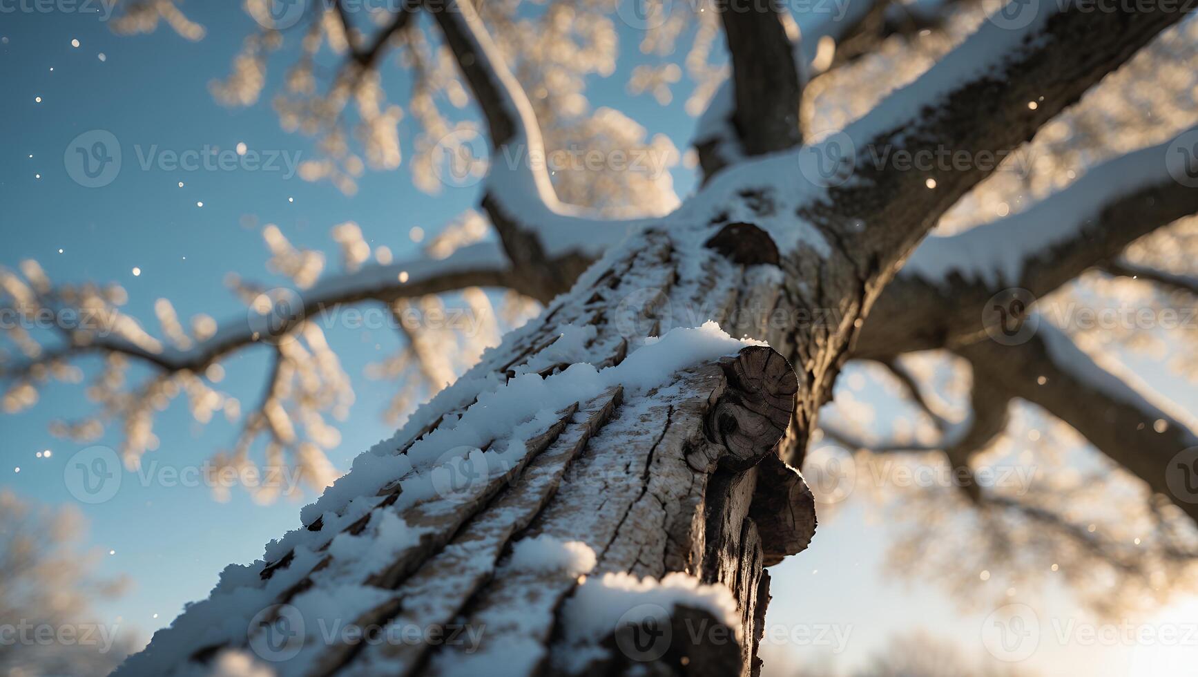 Snow Covered Tree on Winter Day photo