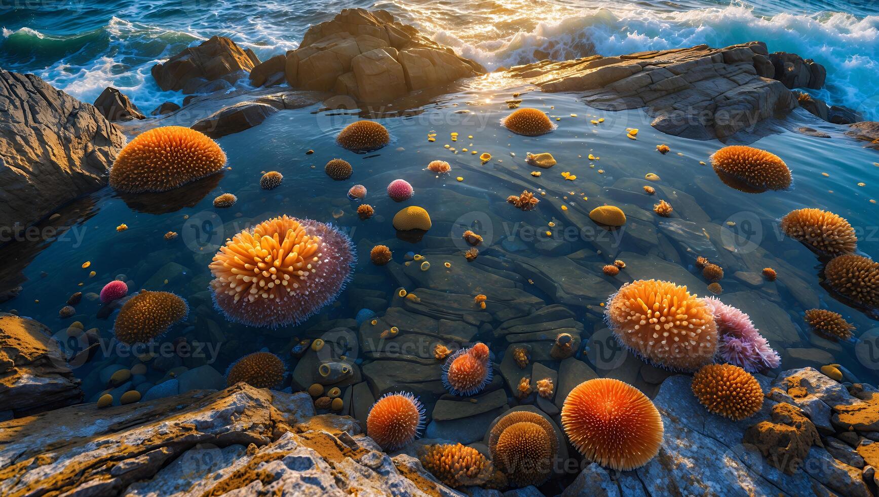 Sea Anemone on Rocky Shore with Ocean View photo