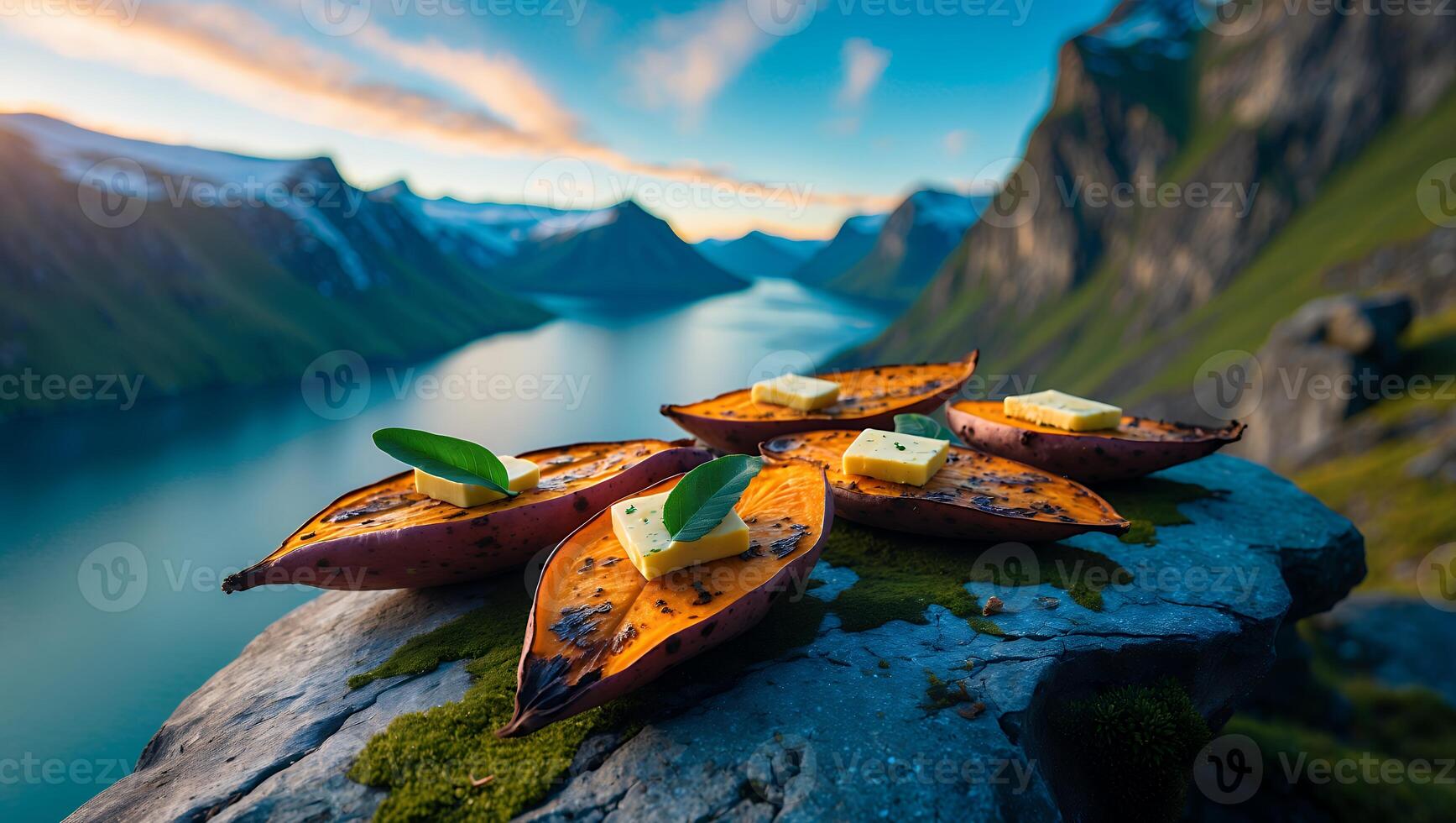 Sweet Potato with Butter in Nature photo