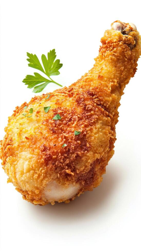Fried chicken drumstick on a plate with parsley, perfect as a tasty meal promotion photo
