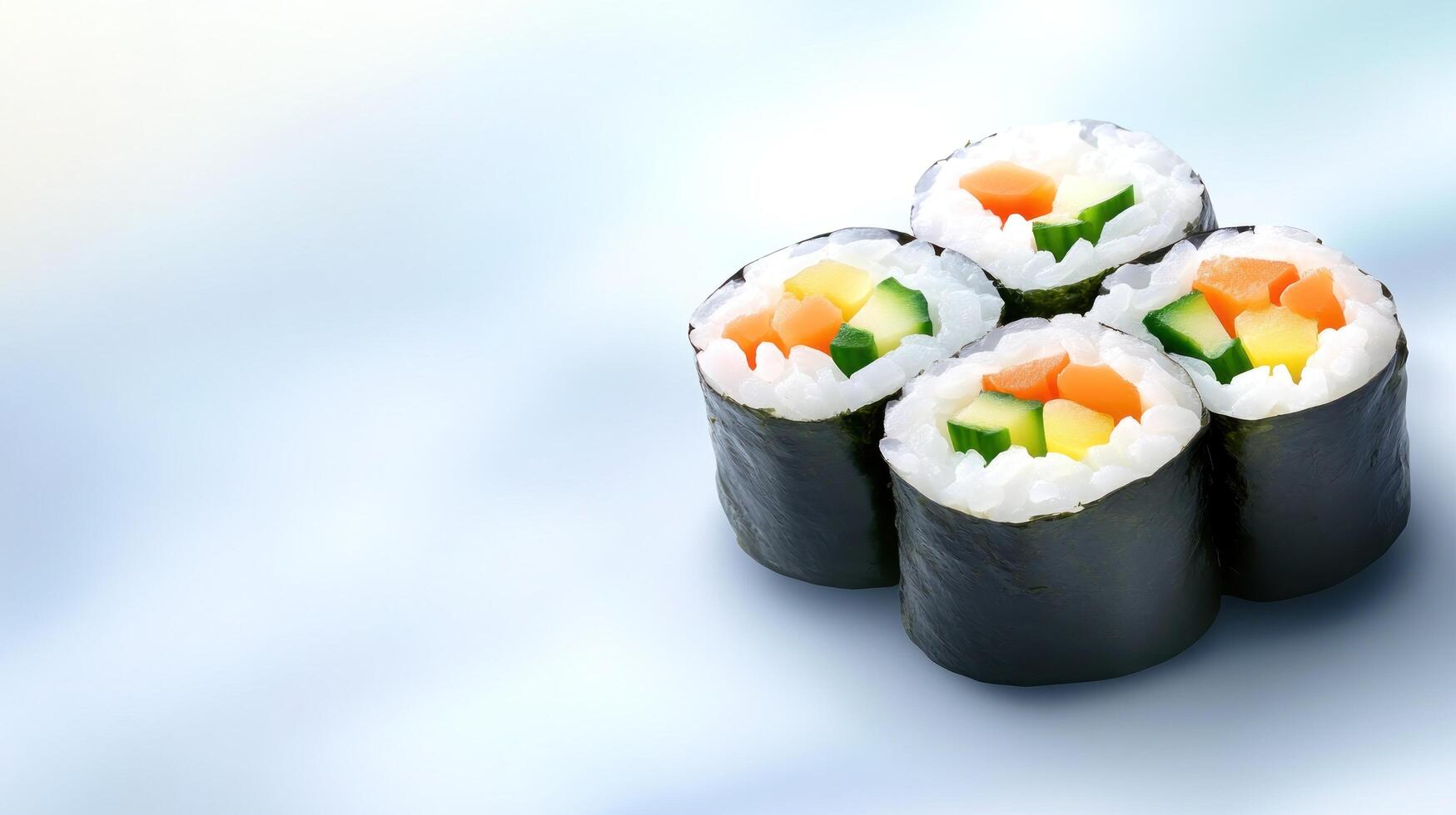 Sushi rolls with vegetables on background used for menus, blogs, or restaurant web photo