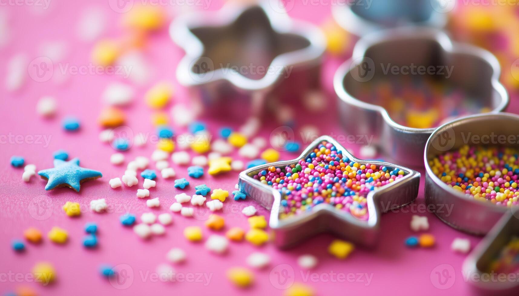 Decorative Cookie Cutters Adorned With Multicolored Candy Sprinkles For Baking And Decorating Delicious Treats. Elevate Your Baking Experience With This Fun Set. photo