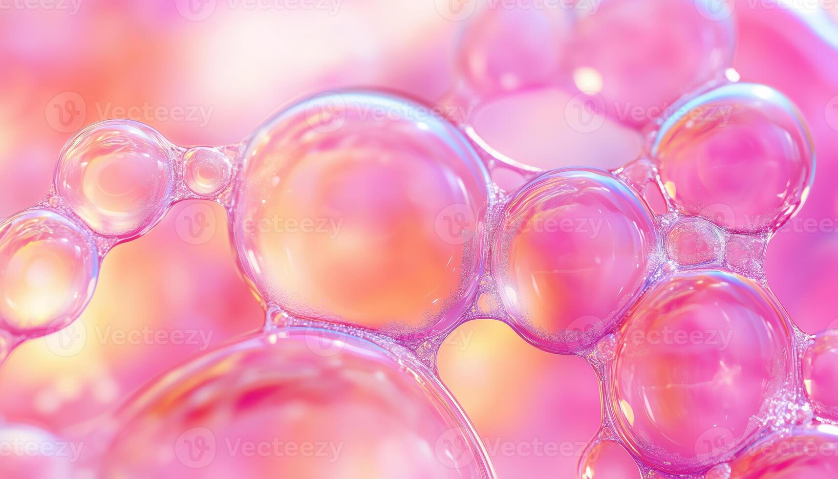Stunning Macro Close Up Phenomenon. Soap Bubbles Resemble Scientific Depiction Of Cell And Cell Membrane A Mesmerizing Sight. photo