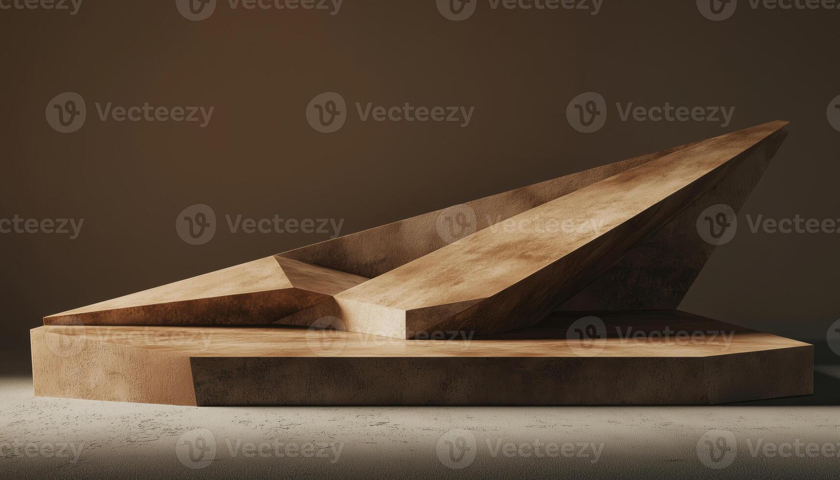 Brown Geometric Podium Abstract Design For Product Presentations. Rendered Aesthetics. photo