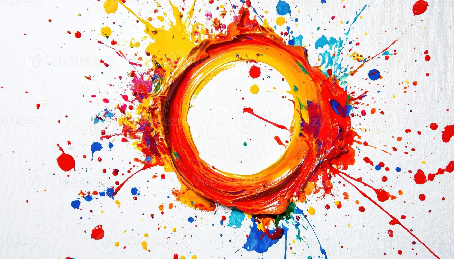 Ed Paints A Circle Of Splashes On A White Canvas To Create An Abstract And Dynamic Composition In An Artistic Masterpiece photo