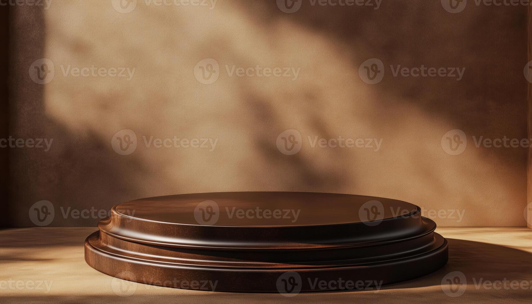 Luxurious Brown Pedestal Podium For Showcasing Perfumes, Cosmetics, And Products With Classic Elegance. High Quality Rendering Included In The Design photo