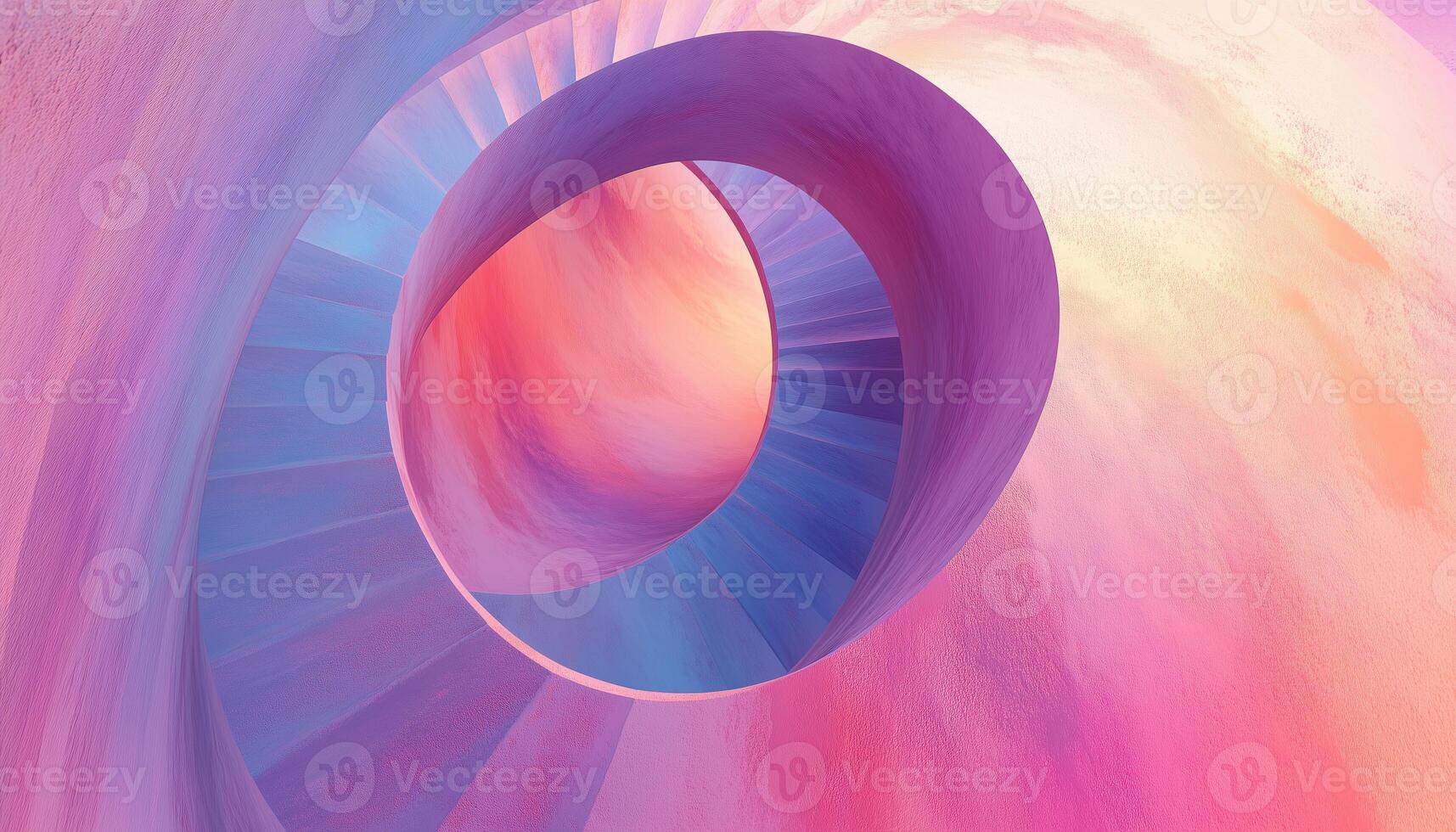 Spiral Stairs And Abstract Cylinder Rendered In Pastel A Captivating And Poetic Scene Featuring Unique Architectural Elements photo