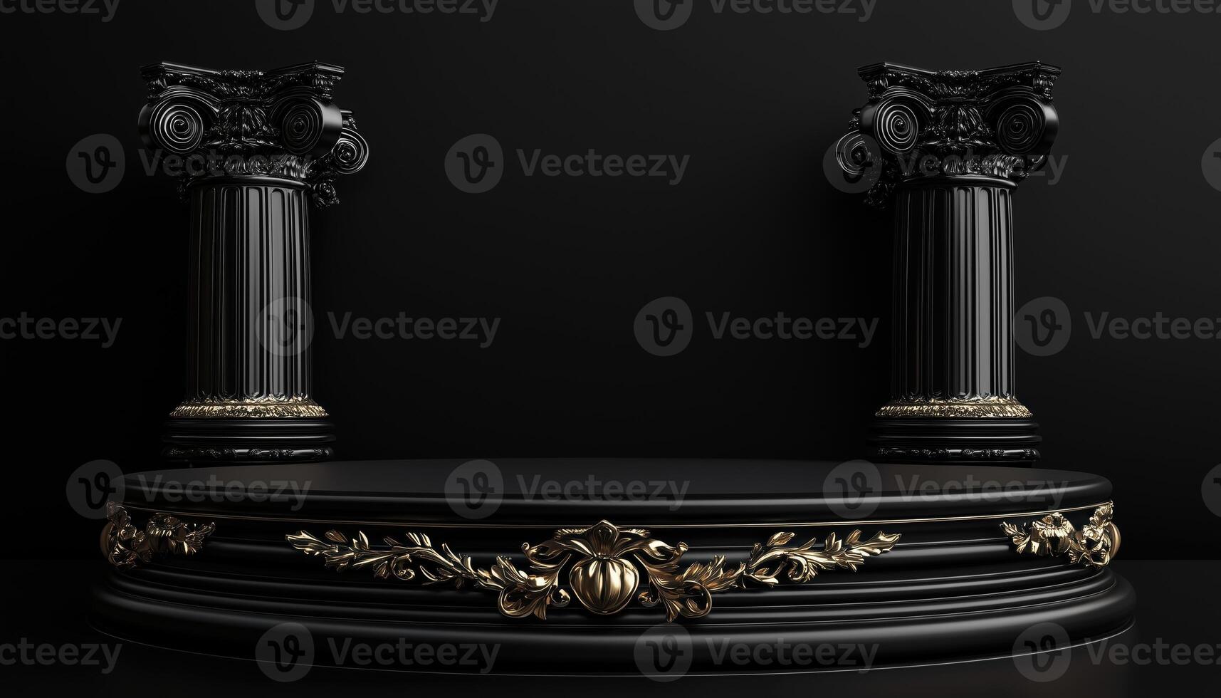 Classic Black Podium. Luxury Product Presentation Stand For Renderings And Professional Displays. Elevate Your Product Presentations With Timeless Elegance photo