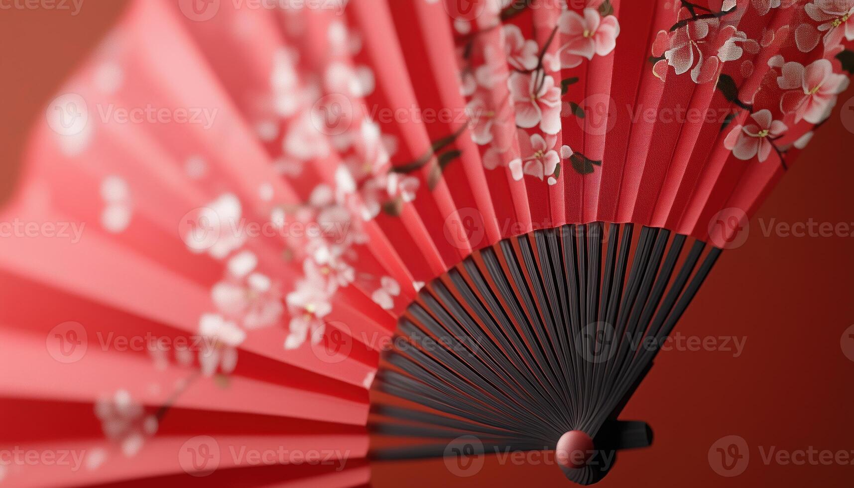 Traditional Chinese Red Fan. A Digital Rendering Of A Timeless Decorative Element In Computer Graphics. Classic Beauty With A Modern Twist photo