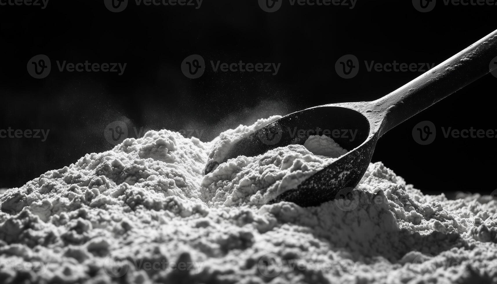 Blurred Baking Scoop In A Pile Of Flour A Close Up Shot Of A Scoop Deep In A Heap Of White Flour photo
