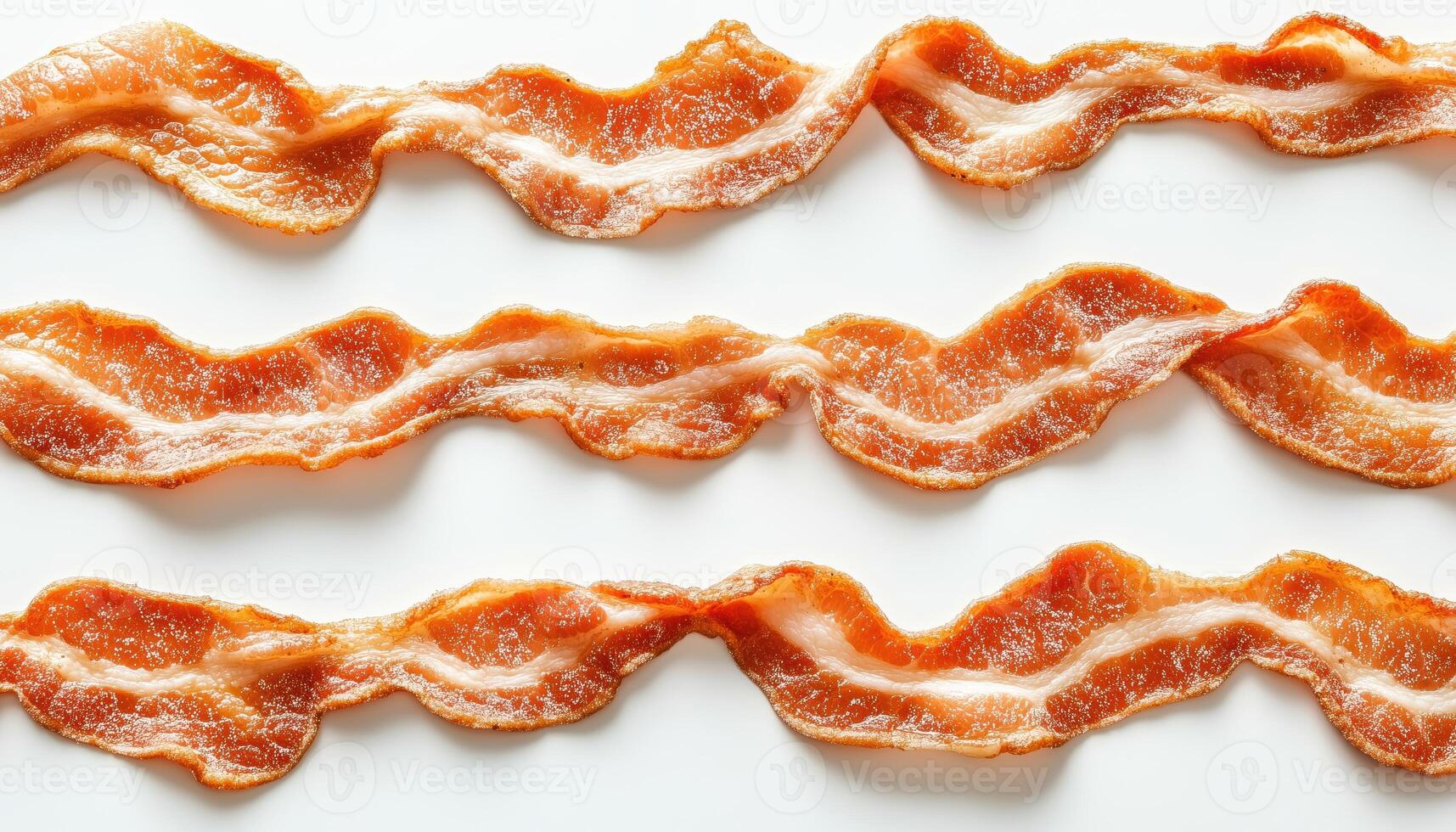 Top View Presentation Of Delicious Fried Bacon Slices On A White Plate, Perfect For Savoring And Enjoying As A Tasty Snack photo