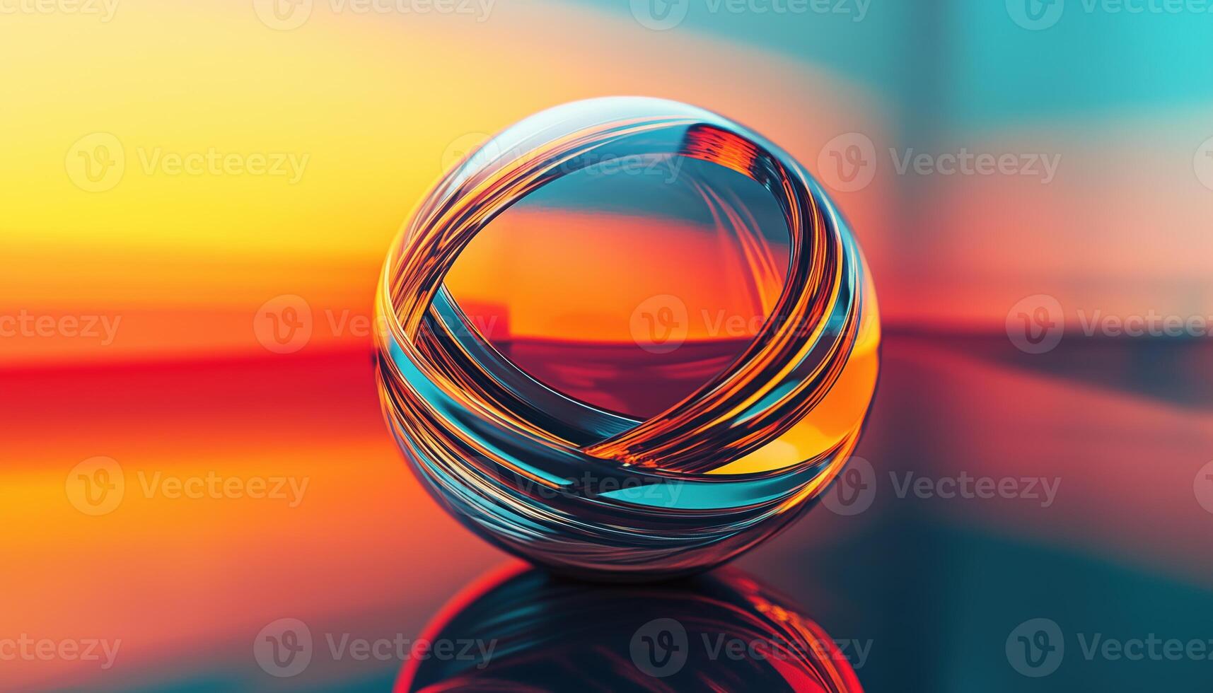 Digital Rendering Of Transparent Ball Surrounded By Rings Depicts A Clear Sphere Encased By Circular Boundaries In A Digital Format photo