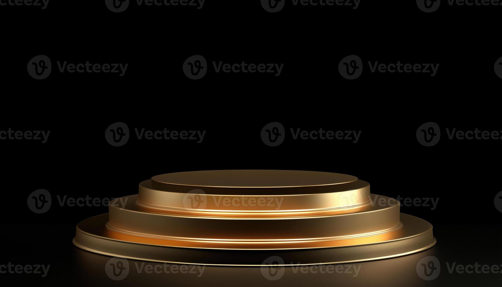 Gold Product With Geometric Shapes On Five Floor Empty Pedestal, Circular Wall Design, Gradient Platform Presentation Composition, Rendered Image. photo
