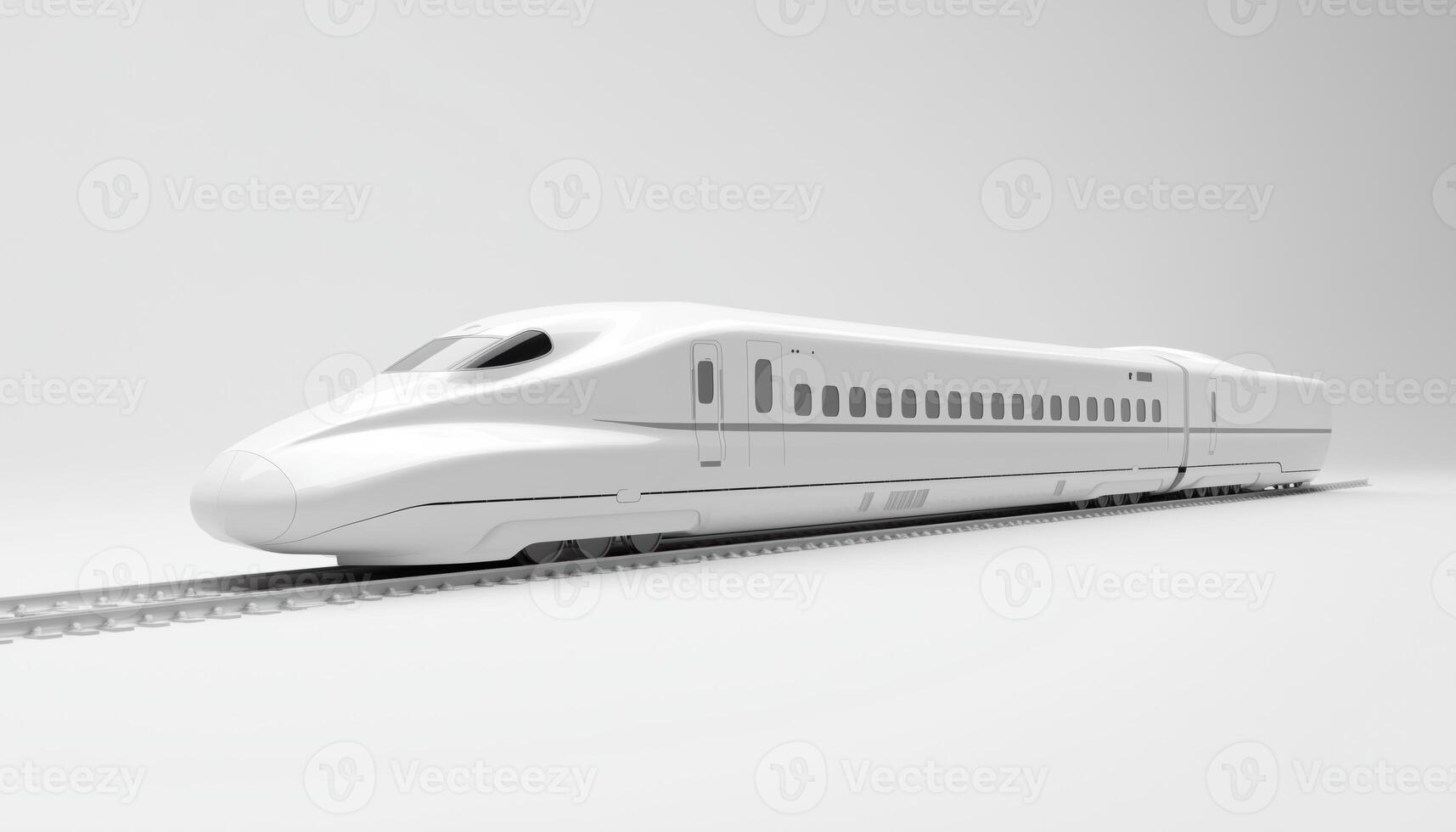 Digital Rendering Of White High Speed Railway Bullet Train A Visual Representation Of Modern Transportation Technology In Action photo