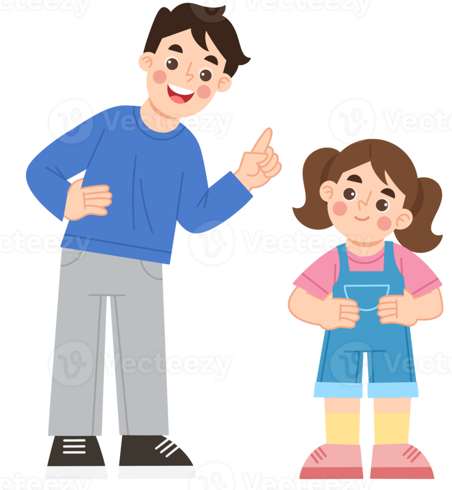 Illustration of father telling cute daughter png