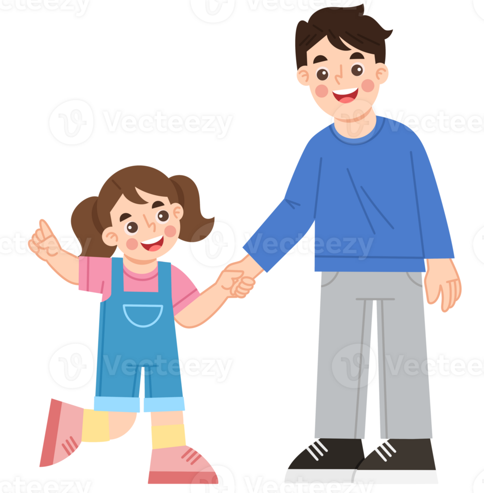 Illustration of a father holding a cheerful daughter png