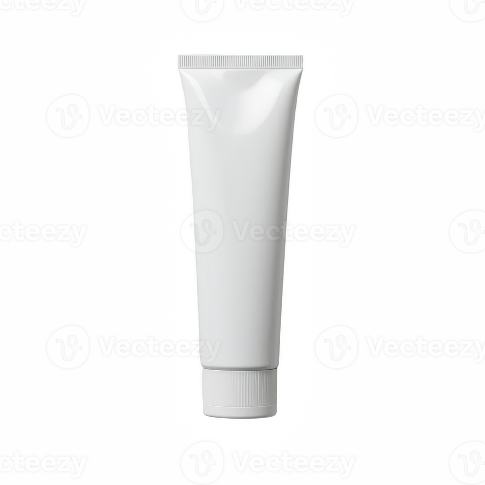 White plastic toothpaste tube with closed cap. Realistic product packaging mockup isolated on transparent background. png
