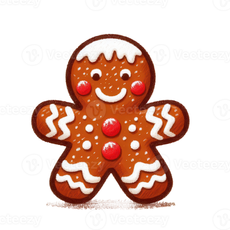 Cheerful gingerbread person with icing png