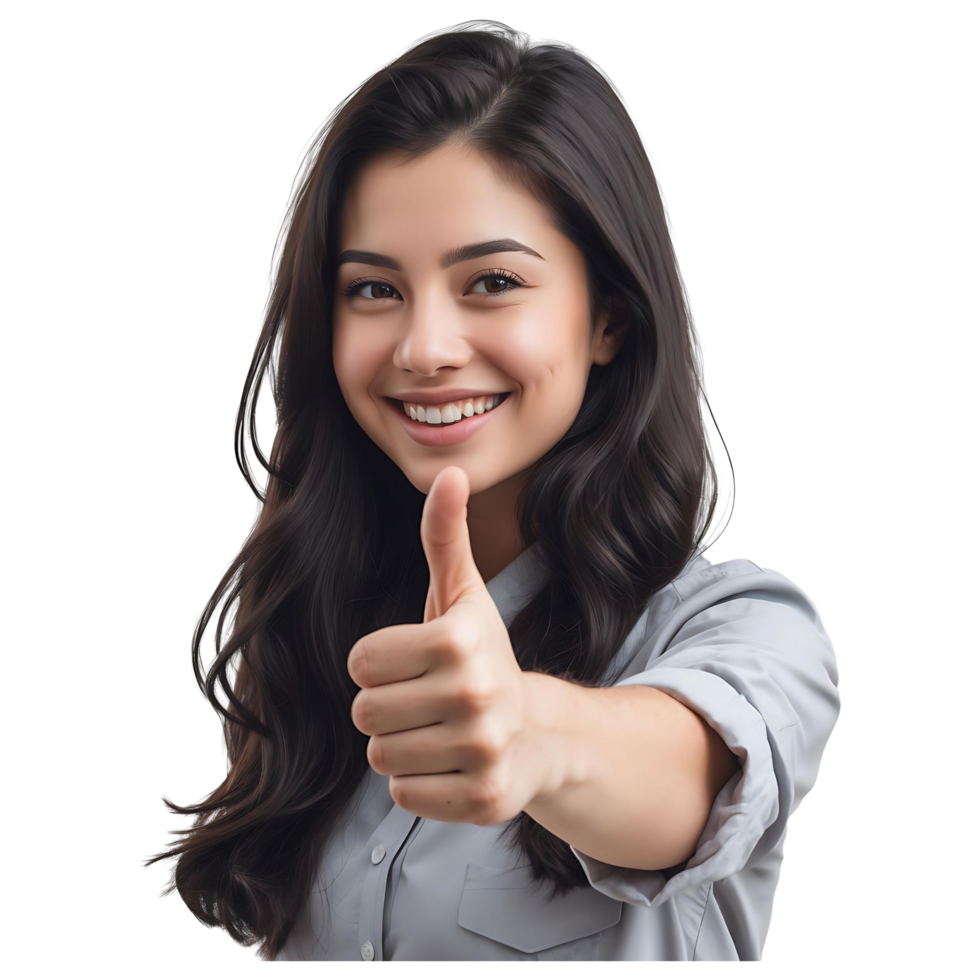 Cheerful Lady Showing Approval Sign Trust Reliability Visual Asset png