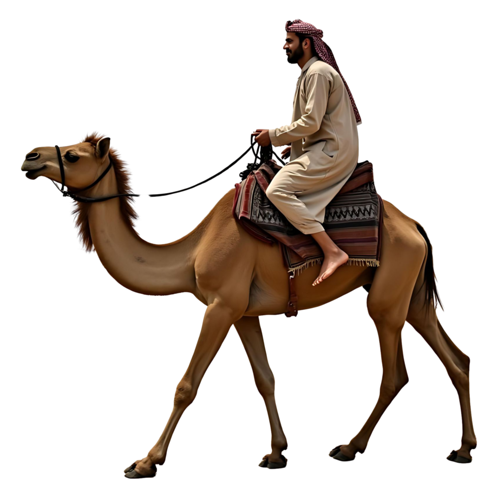 Cultural Journey Bearded Man on Camel Heritage and Travel Stock Photo png