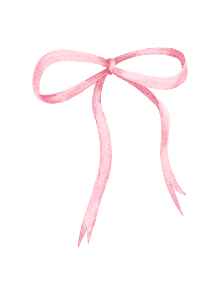 beautiful and cute pink bow ribbon watercolor illustration. hand drawn decorative bow for cards, invitations, scrapbooking, and decor png