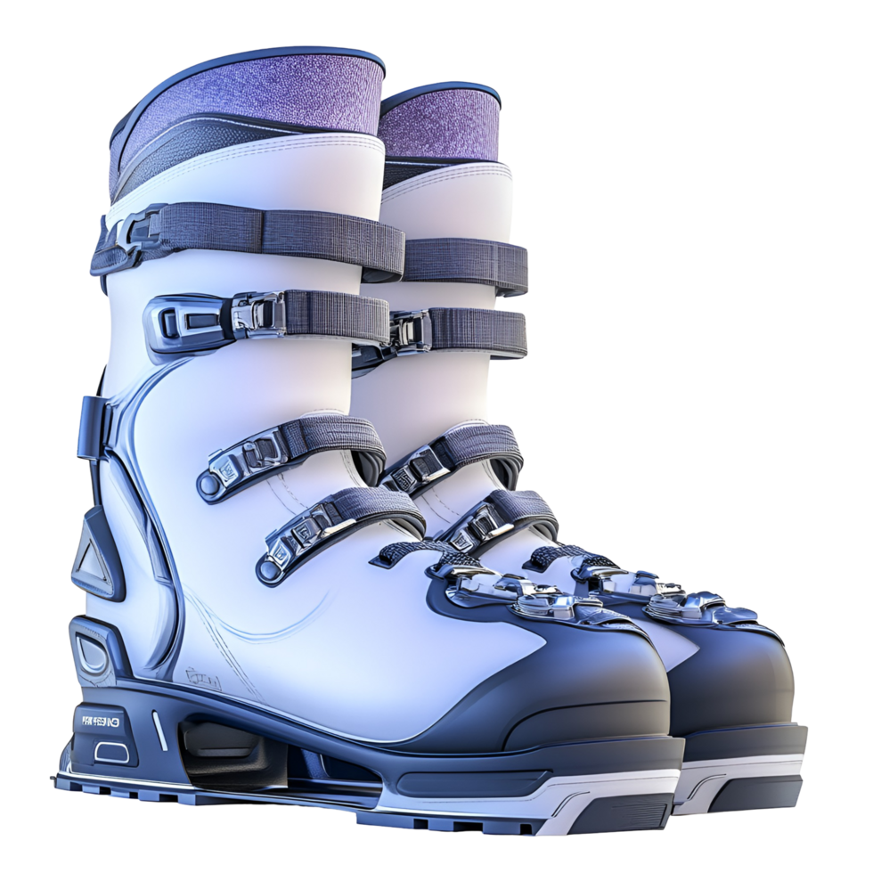 Winter Sports Ski Boots With Multicolored Straps On Transparent Background png