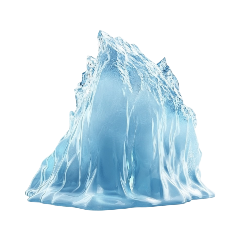 Frozen Iceberg Surrounded by Cold Sea in Polar Region on Transparent Background png