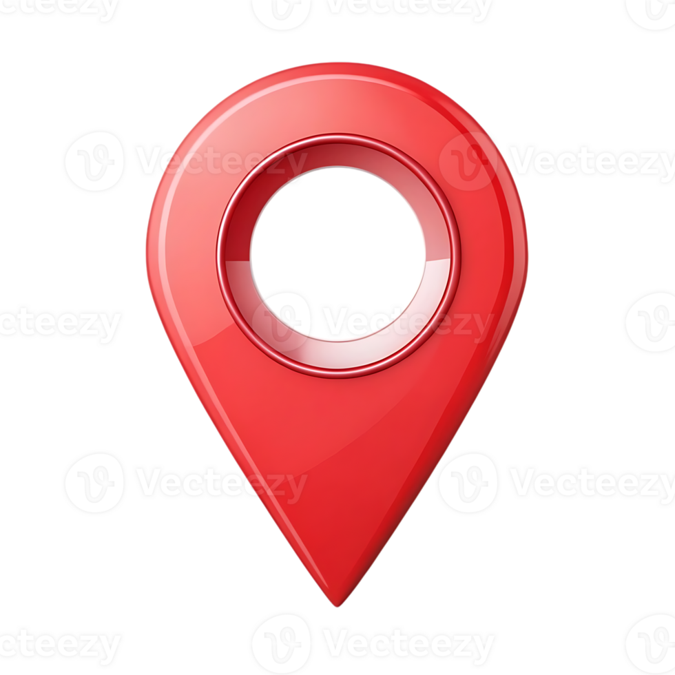 Glossy Red Map Marker Icon with a Circular Inner Ring png