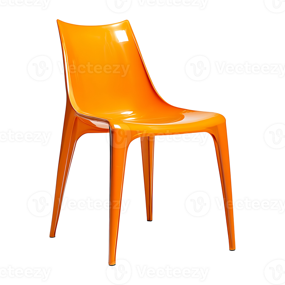 Modern orange chair with plastic material isolated on transparent background png