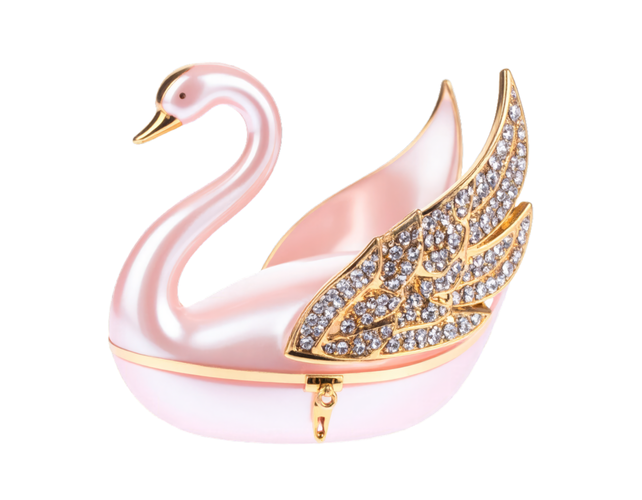 A delicate and elegant swan-shaped trinket box png