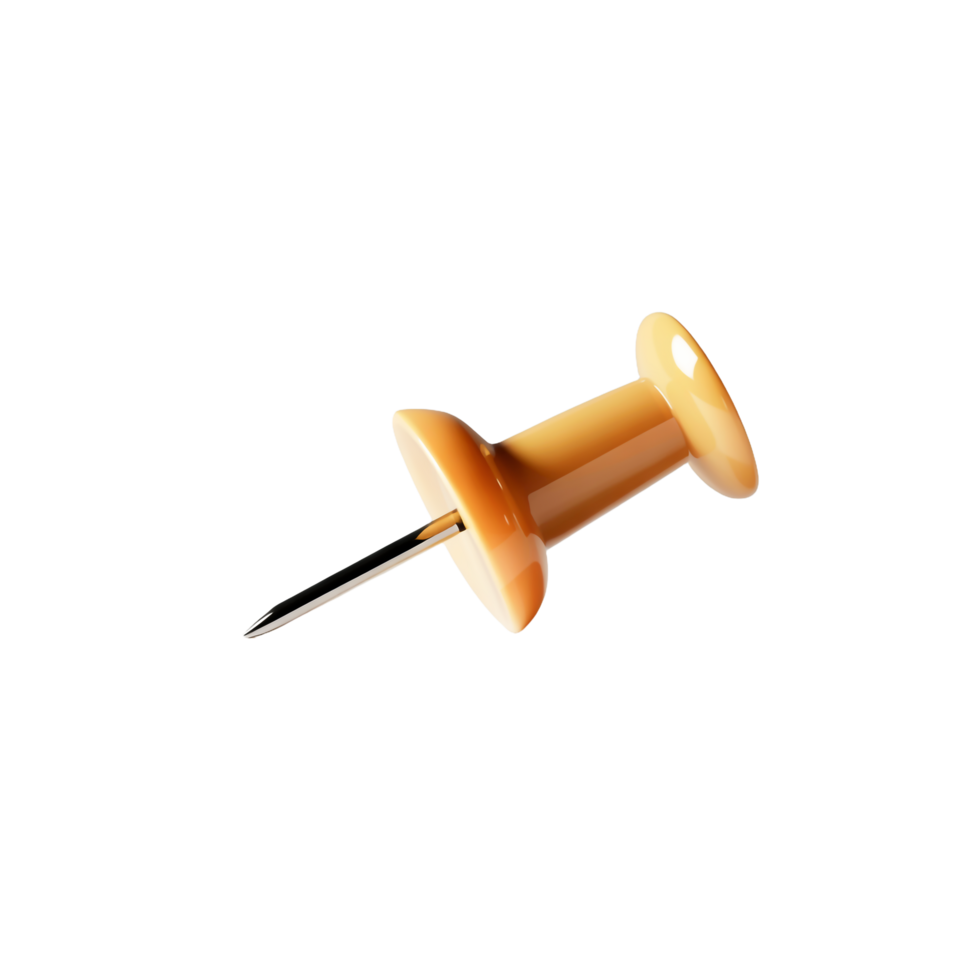 Beige Push Pin with Metal Point on Transparent Background Macro Shot png
