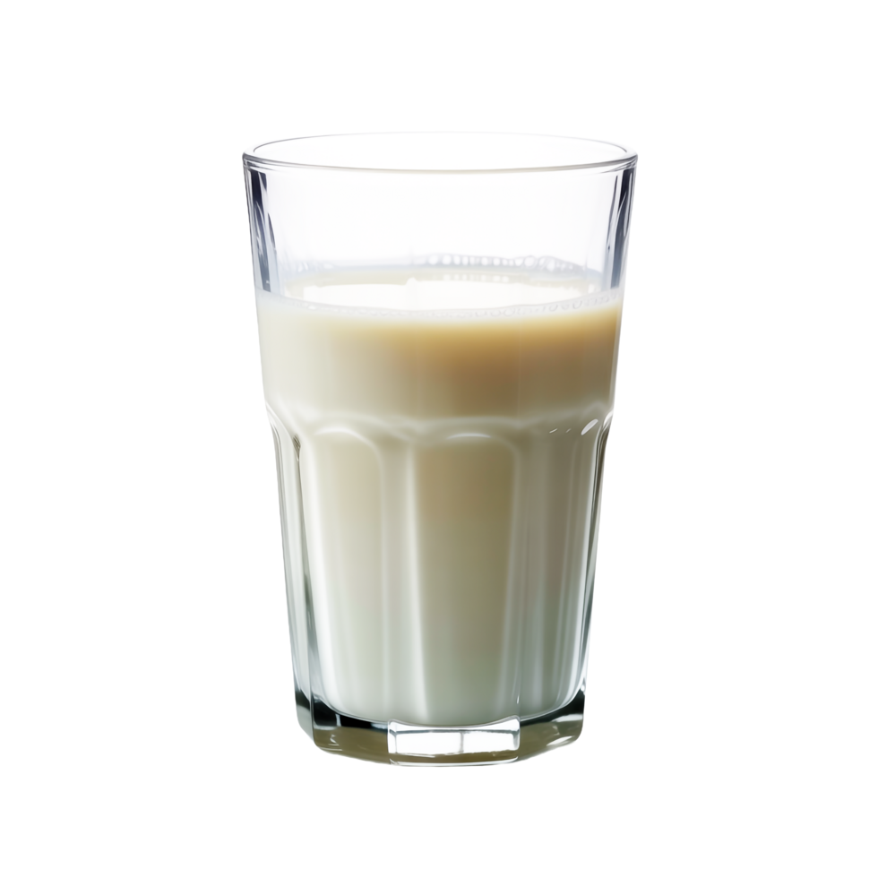 Clear Glass with Milk Beverage on Transparent Background Closeup Studio Shot png