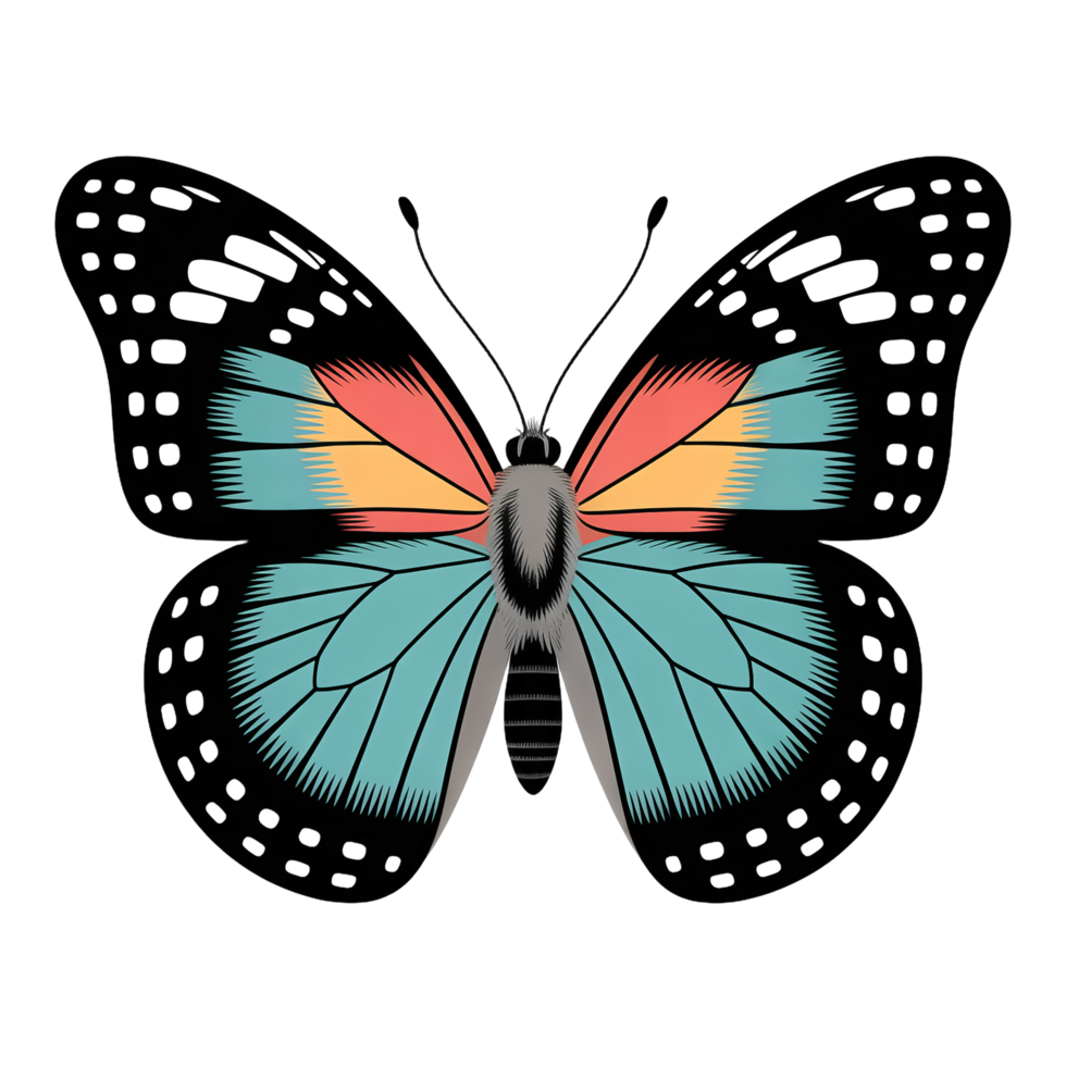Colorful Butterfly Insect Design, Isolated on Transparent Background, Detailed Wings png