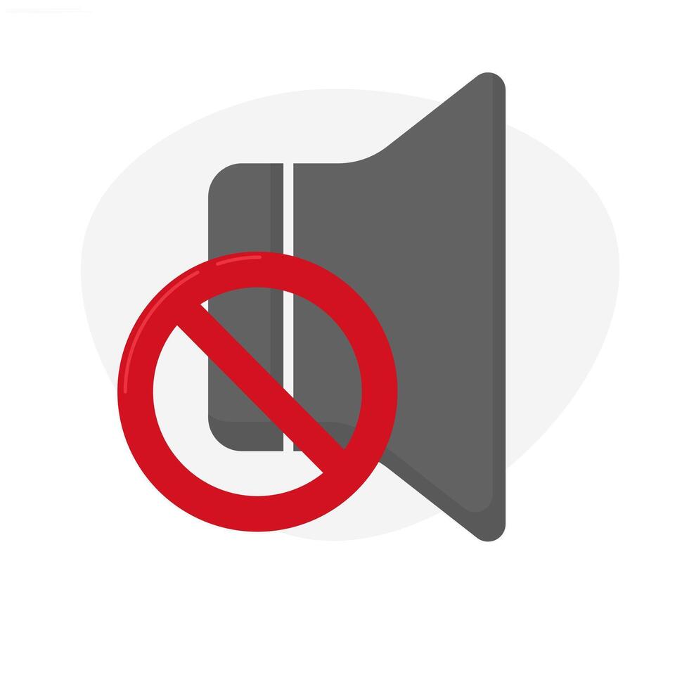 speaker icon with prohibited symbol. turn off mobile phone notifications. concept of activating silent mode on mobile phone. vector