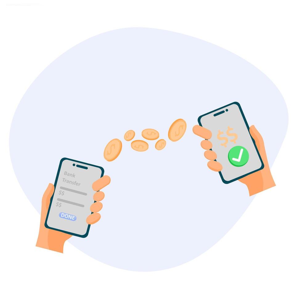 concept of transfer via mobile phone application. vector
