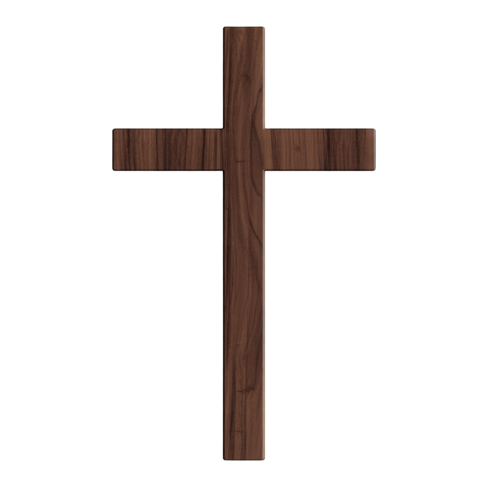 Elegant Wooden Cross Symbol Isolated on Transparent Background Spirituality Concept png