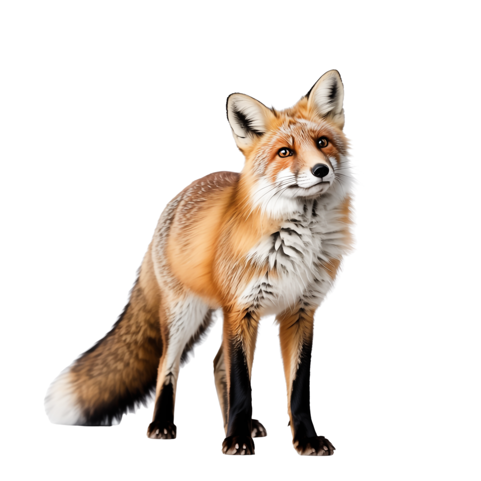 Beautiful Red Fox Standing Isolated On Transparent Background Detailed Furry Animal png