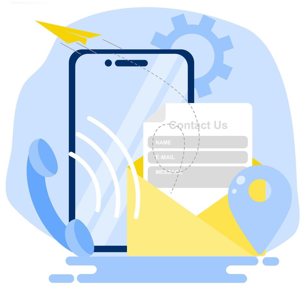 Contact us form on mobile phone vector