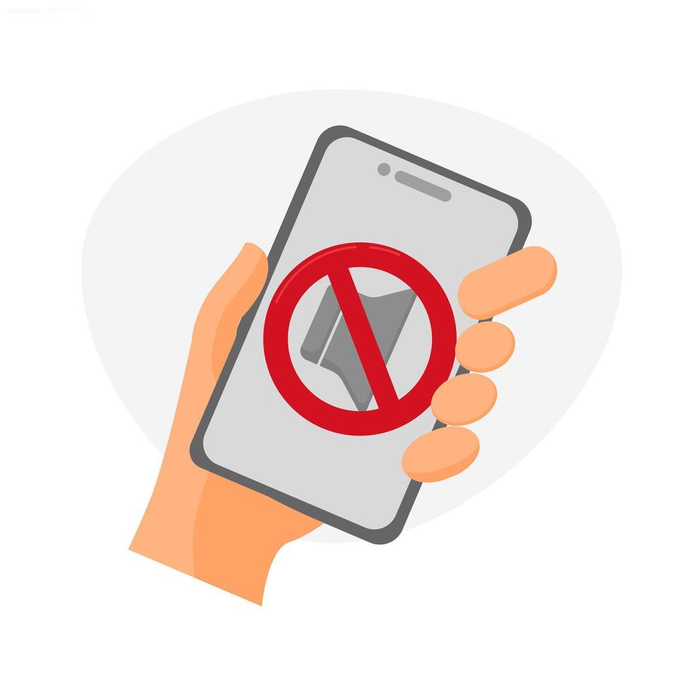 not allowed to use mobile phones. concept of prohibited to activate mobile phone sound. vector
