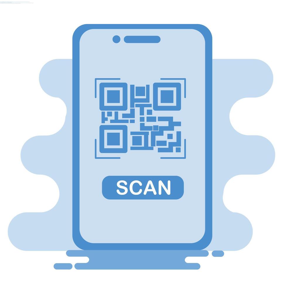 Mobile phone with qr code vector