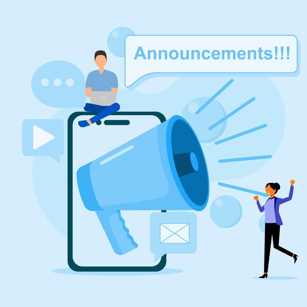 Announcements on mobile phone vector