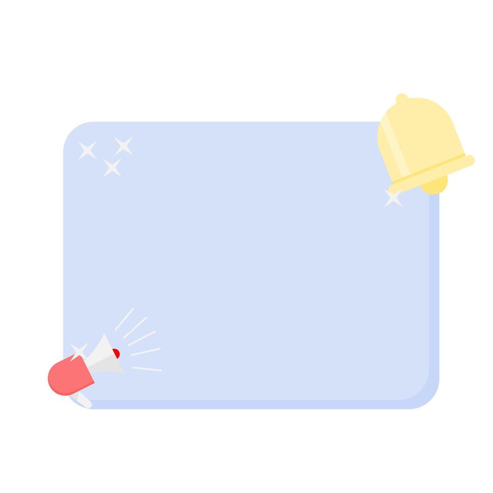 A bell and a microphone are next to a blank board vector
