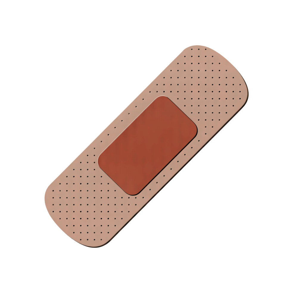 Single beige bandage with perforation marks with transparent background art png