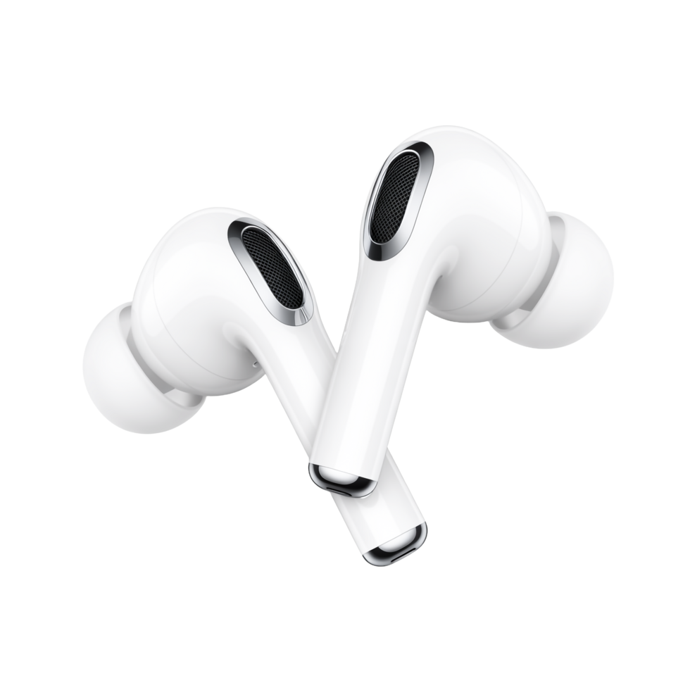 Pair of Wireless Earbuds Audio Isolated with a Transparent Background Design png