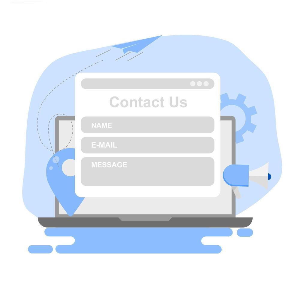 Contact us form on a laptop vector