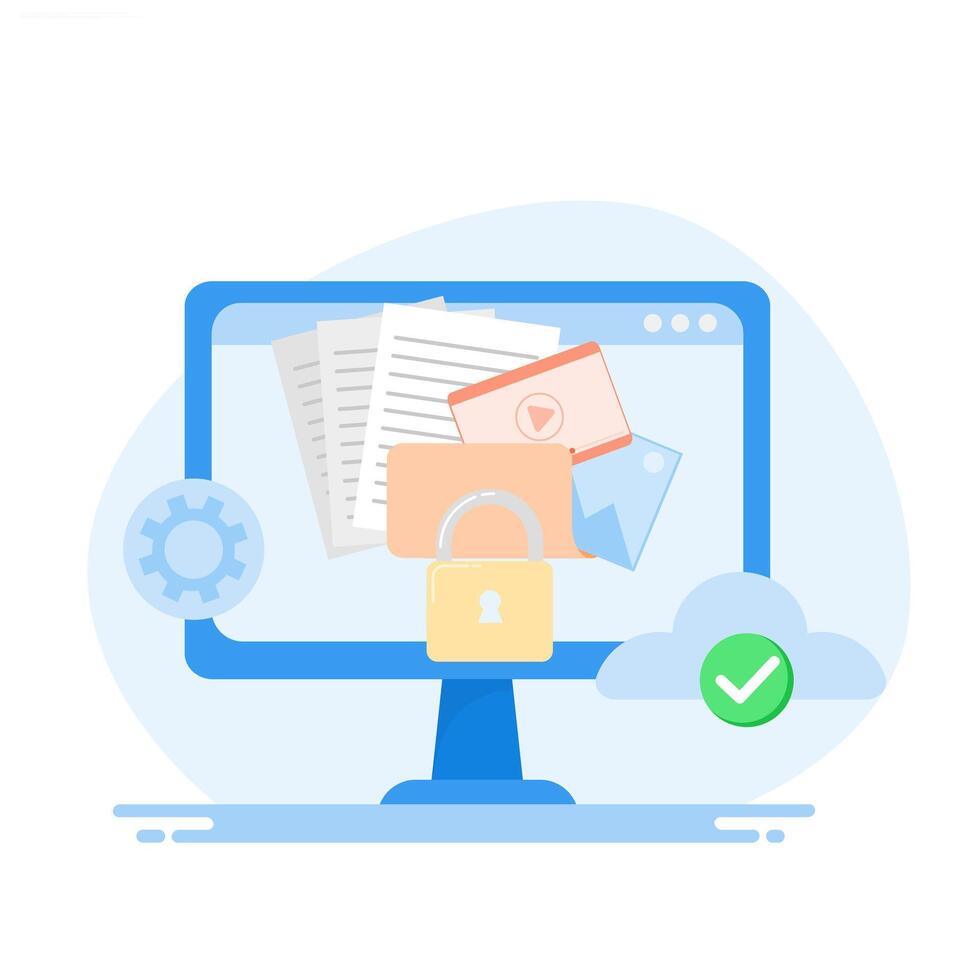 Folder illustration with Confidentiality property, Personal data security concept. Can be used for banners, websites and landing pages. vector