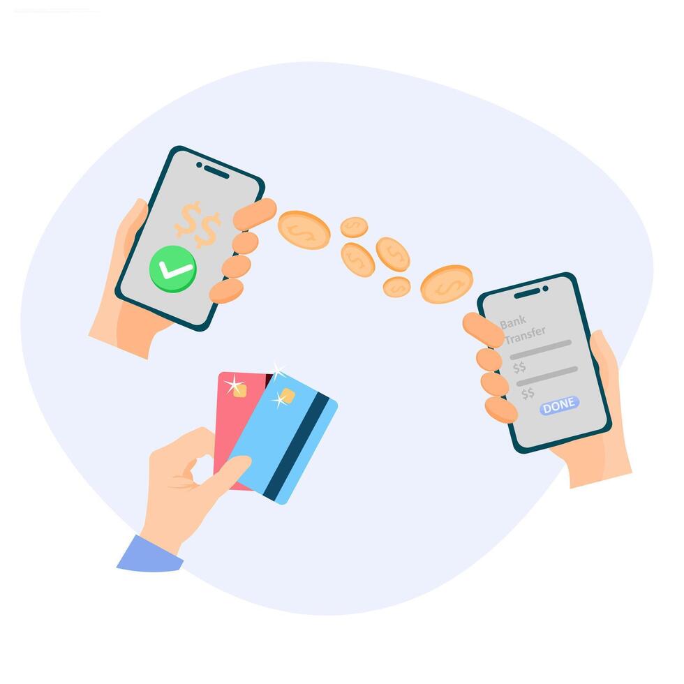 illustration of transferring or sharing money to others. concept of transferring funds to other application users. vector