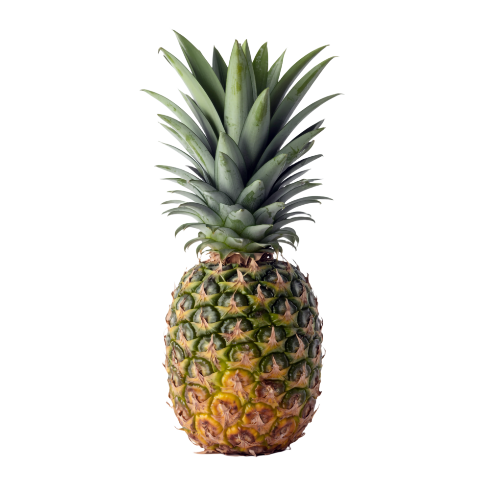 Fresh Whole Pineapple with Green Leaves Isolated on Transparent Background png